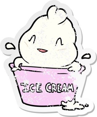 Bir insan tarafından çizilmiş tatlı bir karikatür dondurmasının sıkıntılı çıkartması.