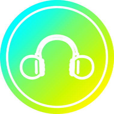 müzik kulaklıkları, havalı gradyan bir insan tarafından çizilmiş dairesel simge