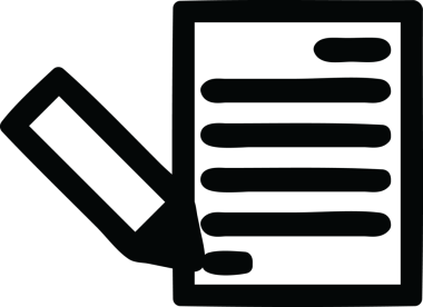 bir insan tarafından çizilmiş belge ve kalem simgesi