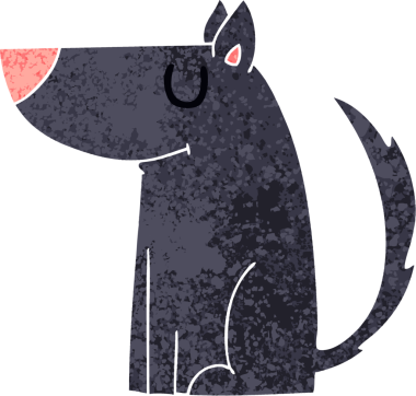 Retro illüstrasyon tarzı bir insan tarafından çizilmiş tuhaf çizgi film köpeği.