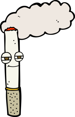 Bir insan tarafından çizilmiş mutlu bir sigara.