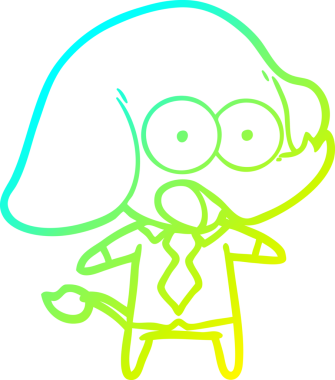 Bir insan tarafından çizilmiş şirin bir filin soğuk gradyan çizgisi