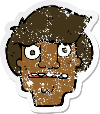 Bir insan tarafından çizilmiş bir çizgi filmin gerilimli çıkartması.