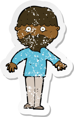 Bir insan tarafından çizilmiş mutlu bir adamın karikatür yapıştırması.