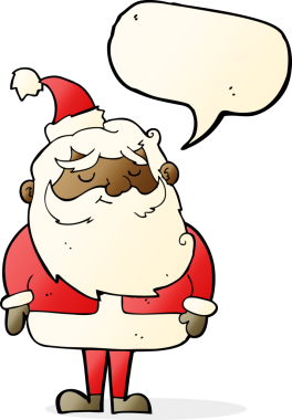 Bir insan tarafından çizilmiş konuşma balonlu Noel Baba çizgi filmi.