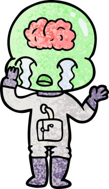 Bir insan tarafından çizilmiş koca beyinli bir uzaylı ağlaması.