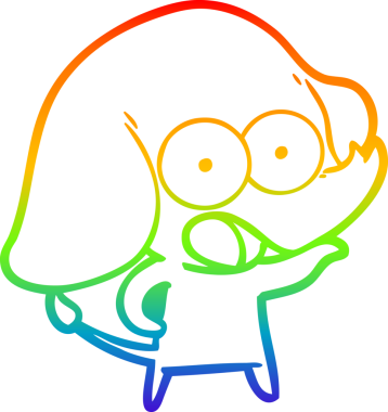 Gökkuşağı gradyan çizgisi bir insan tarafından çizilmiş şirin bir fil çizimi