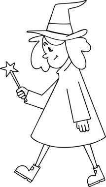 Bir insan tarafından çizilmiş tuhaf çizgi film cadısı.