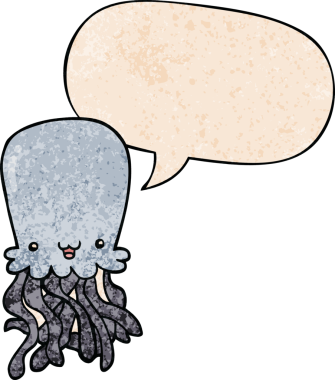 bir insan tarafından çizilmiş eski moda konuşma baloncuklu ahtapot çizgi filmi.