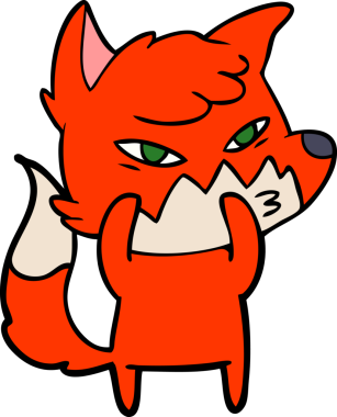 Bir insan tarafından çizilmiş akıllı çizgi film tilkisi.