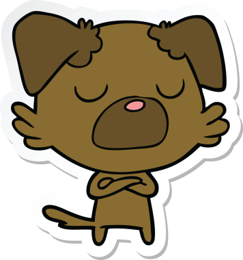 Bir insan tarafından çizilmiş bir köpeğin çıkartması.