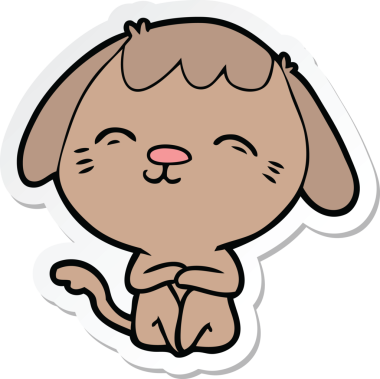 Bir insan tarafından çizilmiş mutlu bir köpeğin çıkartması.