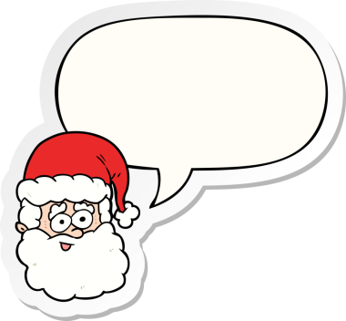 Bir insan tarafından çizilmiş konuşma balonu çıkartmalı Noel Baba çizgi filmi.