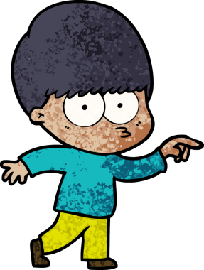 Bir insan tarafından çizilmiş sinirli çizgi film çocuğu.