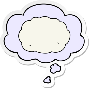 Düşünce baloncuklu karikatür bulutu insan tarafından çizilmiş bir çıkartma.