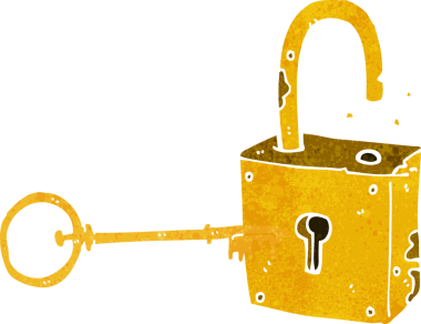 Bir insan tarafından çizilmiş paslı eski asma kilit.