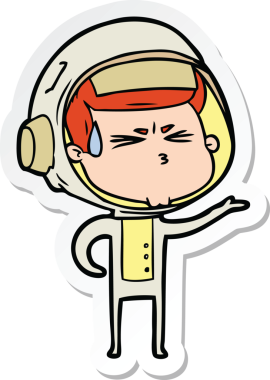 Bir insan tarafından çizilmiş astronotun çizdiği bir çizgi film çıkartması.