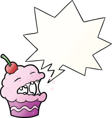 Bir insan tarafından çizilmiş konuşma baloncuklu komik çizgi film keki.