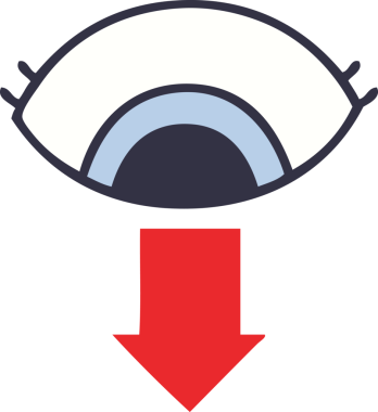 Bir insan tarafından çizilmiş düz renk retro göz karikatürü