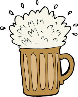 Bir insan tarafından çizilmiş köpüklü bira çizgi filmi.