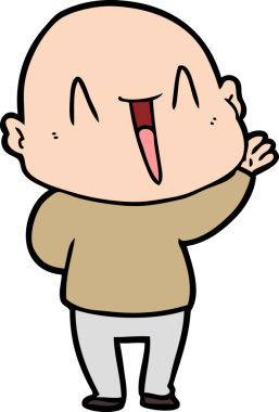 Bir insan tarafından çizilmiş mutlu, kel adam.