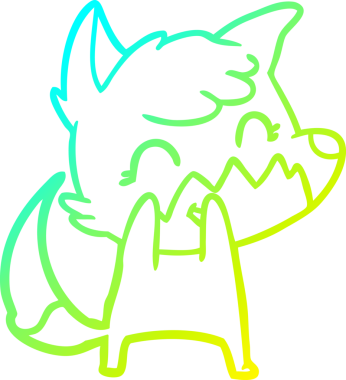 Bir insan tarafından çizilmiş mutlu bir tilkinin soğuk çizgi çizimi.