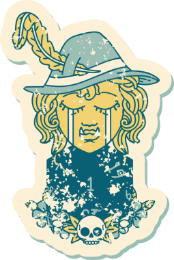 Retro Dövme Biçimi Ağlayan Ozan Ozan Karakteri Bir insan tarafından çizilmiş doğal bir D20 rulosu