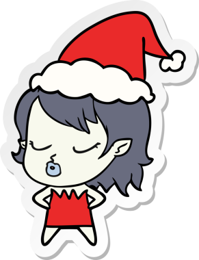 Bir insan tarafından çizilmiş Noel Baba şapkası takan vampir bir kızın çizdiği el yazısı.