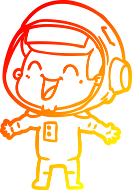 Bir insan tarafından çizilmiş mutlu bir astronotun sıcak çizgi çizimi