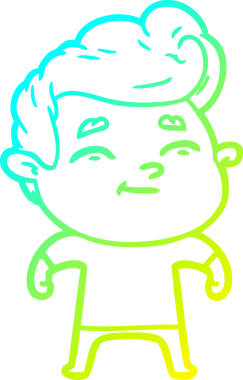 Bir insan tarafından çizilmiş mutlu bir çizgi film karakteri çizimi.