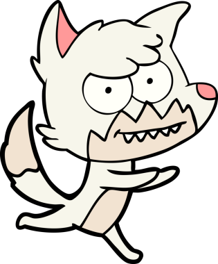 Bir insan tarafından çizilmiş sırıtan tilki çizgi filmi.