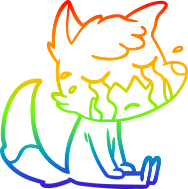 Bir insan tarafından çizilmiş ağlayan tilki çizgi filminin çizimi.