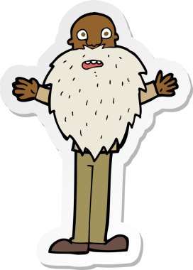 Bir insan tarafından çizilmiş sakallı yaşlı bir adamın çıkartması.