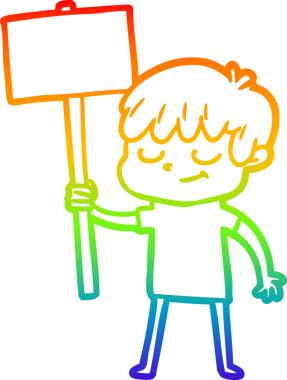 gökkuşağı gradyan çizgi çizimi bir insan tarafından çizilmiş mutlu bir çocuk