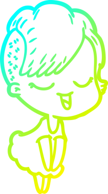 Bir insan tarafından çizilmiş mutlu çizgi film kızı çizimi.