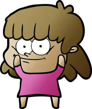 Bir insan tarafından çizilmiş gülümseyen bir kadın.