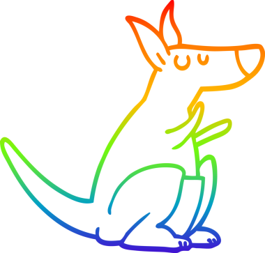 gökkuşağı gradyan çizgi çizimi bir insan tarafından çizilmiş bir kanguru