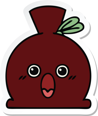 Bir insan tarafından çizilmiş şirin bir karikatür çuvalı.