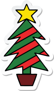 Bir insan tarafından çizilmiş şirin bir noel ağacının çıkartması.