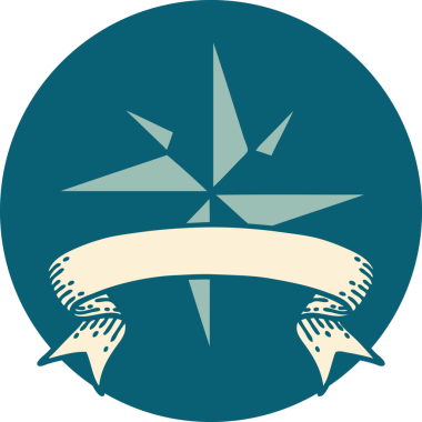 bir insan tarafından çizilmiş bir yıldızın pankartıyla dövme biçimi simgesi