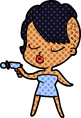 Bir insan tarafından çizilmiş güzel hippi kız.