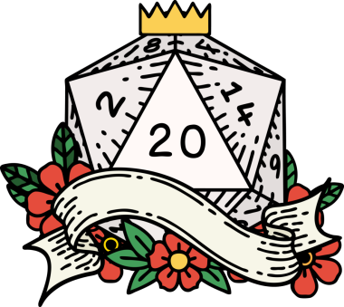 Retro Dövme Biçimi Doğal 20 D20 zar bir insan tarafından çizildi