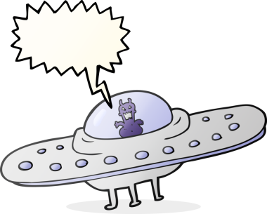 Bir insan tarafından çizilmiş serbest konuşma balonu uçan daire.