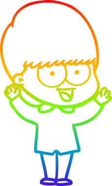 gökkuşağı gradyanı çizimi bir insan tarafından çizilmiş mutlu bir çizgi film çocuğu