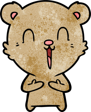 Bir insan tarafından çizilmiş mutlu çizgi film ayısı.