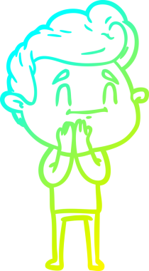 Bir insan tarafından çizilmiş mutlu bir çizgi film karakteri çizimi.