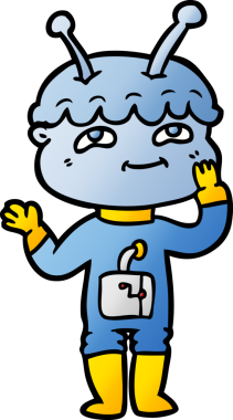 Bir insan tarafından çizilmiş karikatür uzay adamı.