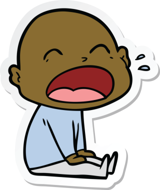 Bir insan tarafından çizilmiş kel adam diye bağıran bir çizgi film çıkartması.