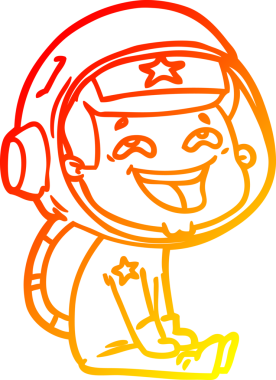 Bir insan tarafından çizilmiş gülen astronotun sıcak çizgi çizimi