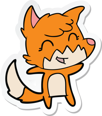 Bir insan tarafından çizilmiş mutlu bir tilkinin çıkartması.